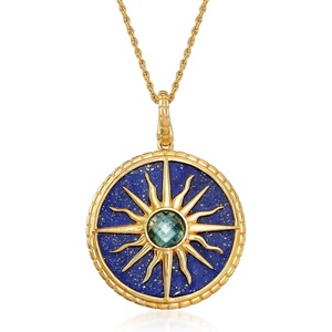 image:imageRossSimons Lapis and 130 Carat London Blue Topaz Sun Pendant Necklace in 18kt Gold Over SterlingLapis Lazuli