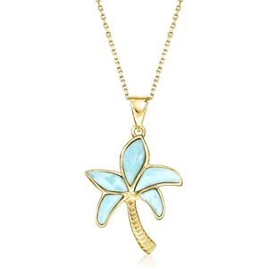 image:imageRossSimons Larimar Palm Tree Pendant Necklace in 18kt Gold Over Sterling 18 inches