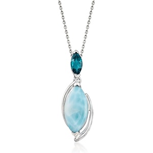 image:imageRossSimons Larimar and 50 Carat London Blue Topaz Pendant Necklace in Sterling Silver 18 inches