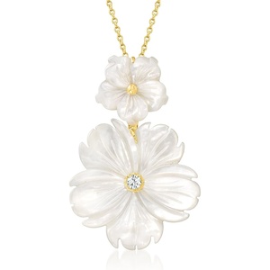image:imageRossSimons MotherOfPearl and 10 Carat White Topaz Flower Pendant Necklace in 18kt Gold Over Sterling 16 inches