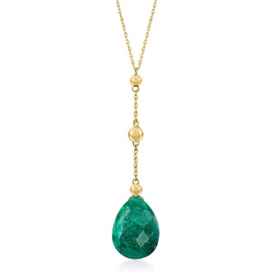 image:imageRossSimons Precious Gemstone YNecklace in 14kt Yellow GoldEmerald