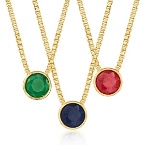 image:imageRossSimons SeptemberSapphire  BezelSet Birthstone Necklace in 18kt Gold Over Sterling