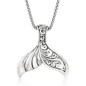 image:imageRossSimons Sterling Silver BaliStyle Whale Tail Pendant Necklace 18 inches