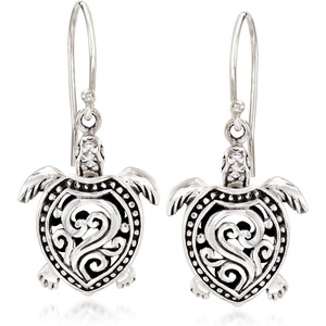 image:imageRossSimons Sterling Silver Filigree Turtle Drop Earrings