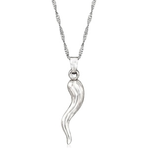 image:imageRossSimons Sterling Silver Italian Horn Pendant NecklaceNo Gemstone