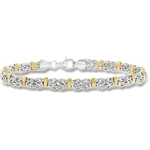 image:imageRossSimons Sterling Silver and 14kt Yellow Gold Byzantine Station Braceletno gemstone