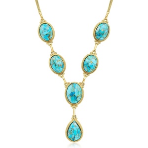 image:imageRossSimons Turquoise YNecklace in 18kt Gold Over Sterling 18 inches