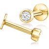 image:imagePure Collection by RossSimons 010 ct tw BezelSet Diamond FlatBack Stud Earrings in 14kt Yellow Gold