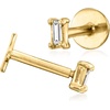 image:imagePure Collection by RossSimons Baguette DiamondAccented FlatBack Stud Earrings in 14kt Yellow Gold