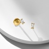 image:imagePure Collection by RossSimons Baguette DiamondAccented FlatBack Stud Earrings in 14kt Yellow Gold