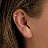 image:imagePure Collection by RossSimons DiamondAccented 3Stone FlatBack Stud Earrings in 14kt Yellow Gold