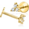 image:imagePure Collection by RossSimons DiamondAccented 3Stone FlatBack Stud Earrings in 14kt Yellow Gold