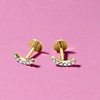 image:imagePure Collection by RossSimons DiamondAccented Curved Bar FlatBack Stud Earrings in 14kt Yellow Gold