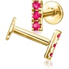 image:imagePure Collection by RossSimons Ruby Bar FlatBack Stud Earrings in 14kt Yellow Gold