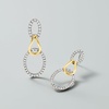 image:imageRossSimons 050 ct tw Diamond Oval Loop Drop Earrings in Sterling Silver and 14kt Yellow Gold