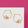 image:imageRossSimons 14kt 2Tone Gold Floral Sterling Silve Hoop Earrings