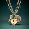 image:imageRossSimons 14kt Yellow GoldPlated Key Heart Lock and Coin Charm Necklace With 100 ct tw Czs 30 inches