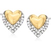 image:imagePure Collection by RossSimons 010 ct tw Diamond DoubleHeart Stud Earrings in Sterling Silver and 14kt Yellow Gold