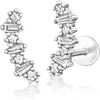 image:imagePure Collection by RossSimons 015 ct tw Diamond FlatBack Ear Climbers in Sterling Silver