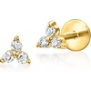 image:imagePure Collection by RossSimons DiamondAccented 3Stone FlatBack Stud Earrings in 14kt Yellow Gold