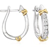 image:imageRossSimons 025 ct tw Diamond Hoop Earrings in Sterling Silver With 14kt Yellow Gold