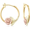 image:imageRossSimons 14kt 2Tone Gold Floral Sterling Silve Hoop Earrings