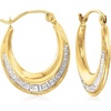 image:imageRossSimons 14kt 2Tone Gold Greek Key Oval Hoop Earrings