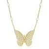 image:imageRossSimons 14kt Yellow GoldPlated Filigree Butterfly Necklace With 556mm Cultured Pearls 18 inches