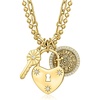 image:imageRossSimons 14kt Yellow GoldPlated Key Heart Lock and Coin Charm Necklace With 100 ct tw Czs 30 inches