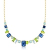 image:imageRossSimons 14kt Yellow GoldPlated Necklace With Simulated Tonal Blue and Green Gemstones 18 inches