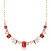 image:imageRossSimons 14kt Yellow GoldPlated Necklace With Simulated Tonal Pink and Red Gemstones 18 inches