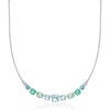 image:imageRossSimons RhodiumPlated Necklace With Simulated Tonal Blue Gemstones and 70 ct tw Czs 18 inches