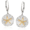 image:imageRossSimons Sterling Silver and 14kt Gold Sand Dollar Drop Earrings With 10 ct tw Diamonds