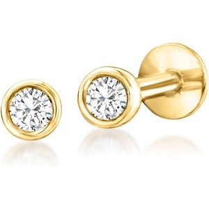 image:imagePure Collection by RossSimons 010 ct tw BezelSet Diamond FlatBack Stud Earrings in 14kt Yellow Gold