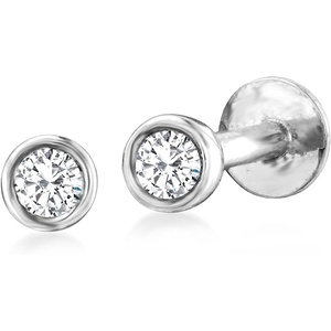 image:imagePure Collection by RossSimons 010 ct tw BezelSet Diamond FlatBack Stud Earrings in Sterling Silver
