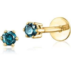 image:imagePure Collection by RossSimons 010 ct tw Blue Diamond FlatBack Stud Earrings in 14kt Yellow Gold
