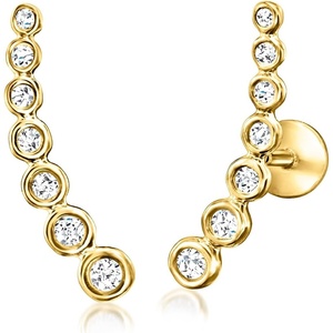 image:imagePure Collection by RossSimons 015 ct tw Diamond Curved FlatBack Ear Climbers in 14kt Yellow Gold