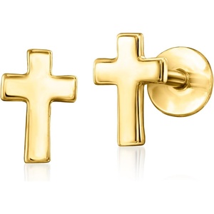image:imagePure Collection by RossSimons 14kt Yellow Gold Cross FlatBack Stud Earrings
