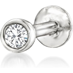 image:imagePure Collection by RossSimons BezelSet Diamond Single FlatBack Stud Earring in Sterling Silver