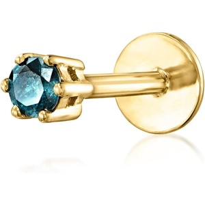 image:imagePure Collection by RossSimons Blue Diamond Single FlatBack Stud Earring in 14kt Yellow Gold