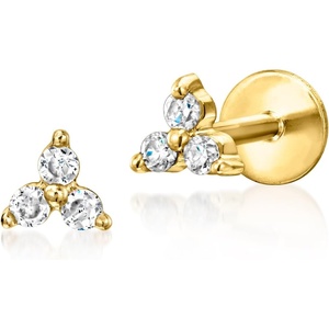 image:imagePure Collection by RossSimons DiamondAccented 3Stone FlatBack Stud Earrings in 14kt Yellow Gold