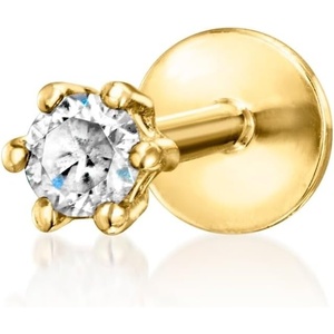 image:imagePure Collection by RossSimons DiamondAccented Single FlatBack Stud Earring in 14kt Yellow Gold