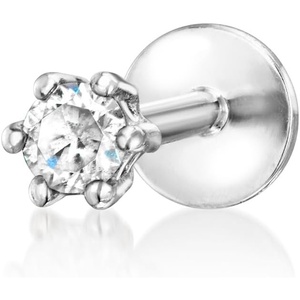 image:imagePure Collection by RossSimons DiamondAccented Single FlatBack Stud Earring in Sterling Silver