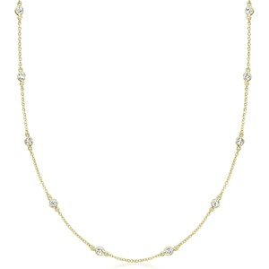 image:imageRossSimons 100 ct tw BezelSet CZ Station Necklace in 18kt Gold Over SterlingCubic Zirconia