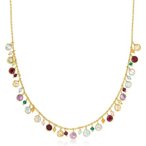 image:imageRossSimons 1240 ct tw MultiGemstone Necklace in 18kt Gold Over Sterling 18 inches