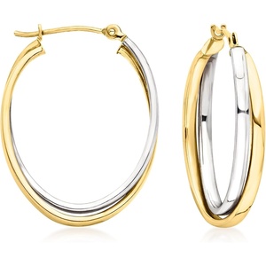 image:imageRossSimons 14kt 2Tone Gold DoubleOval Hoop Earrings