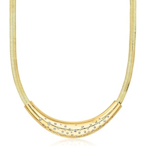 image:imageRossSimons 14kt Yellow GoldPlated Herringbone Necklace With 175 ct tw Czs 18 inches