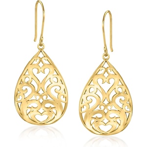 image:imageRossSimons 18kt Gold Over Sterling Openwork Teardrop Earrings