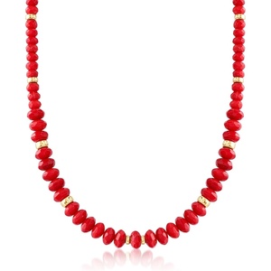 image:imageRossSimons 458mm Red Coral Bead Graduated Necklace With 14kt Yellow GoldCoral