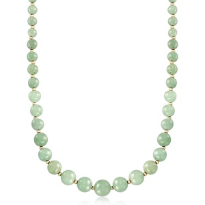 image:imageRossSimons 612mm Jade Bead Graduated Necklace With 14kt Yellow GoldJade